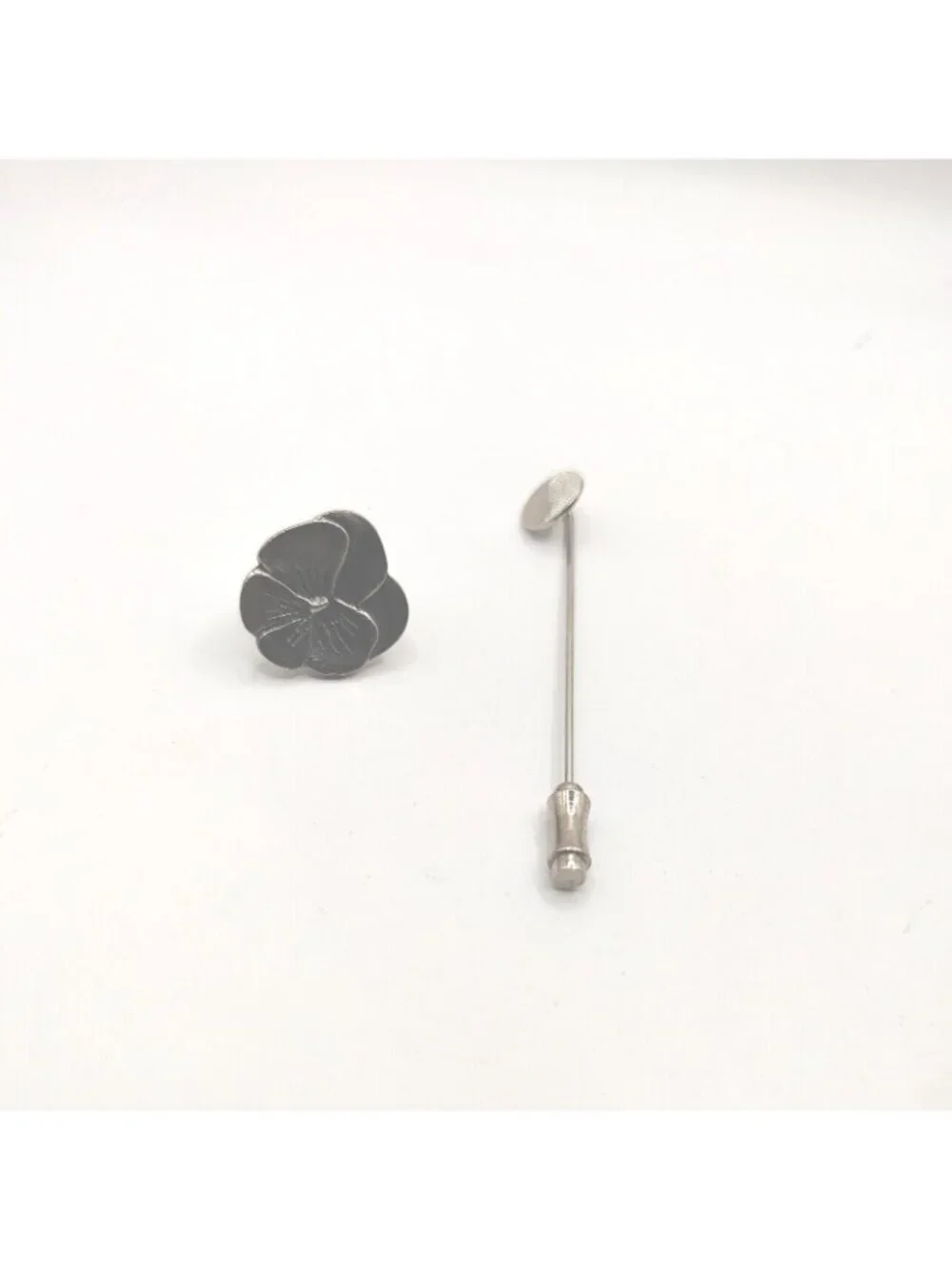 Lot Of 2/stick Pin Silver Tone Signed MV31984 Ying Yang pansy VTG